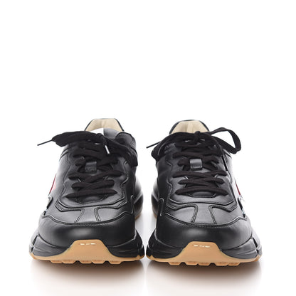 Gucci Calfskin Web Printed Mens Rhyton Sneakers 9.5 Black 2 of 10