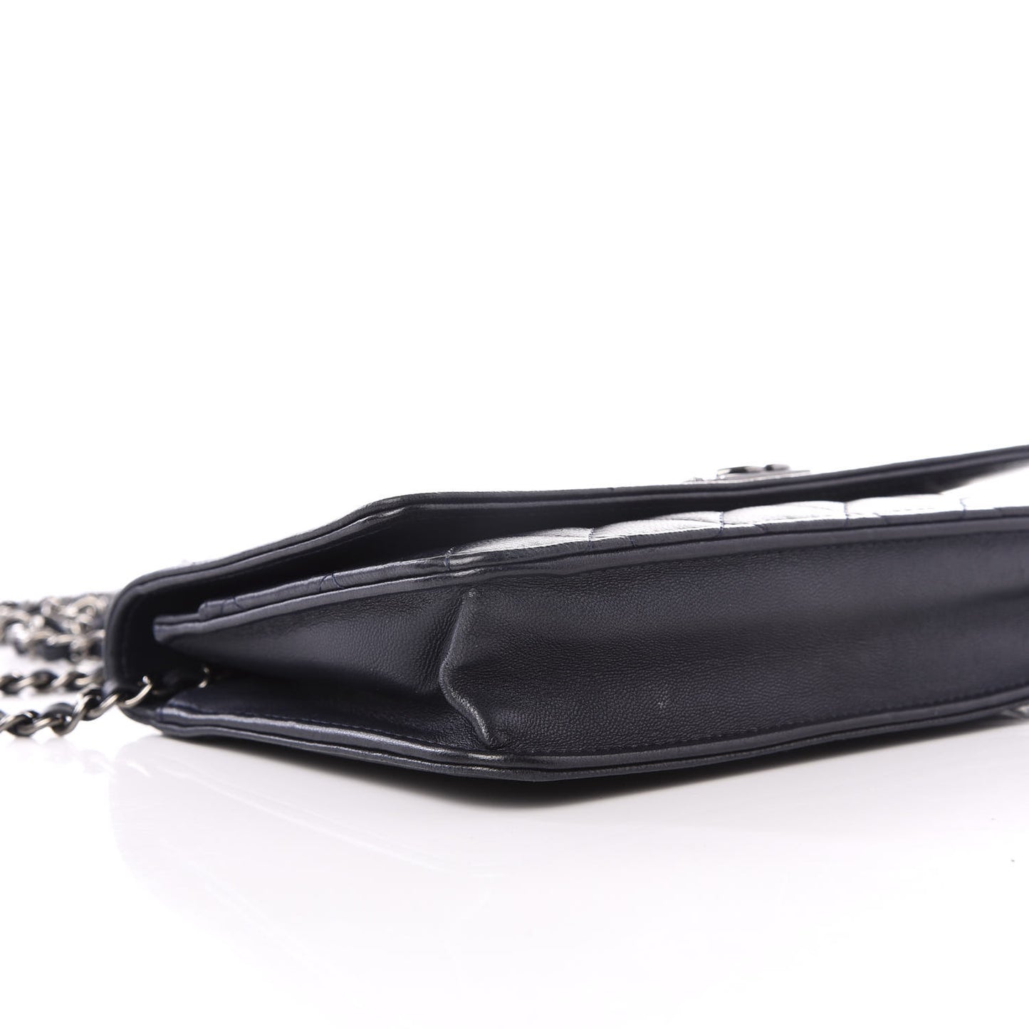 Lambskin Quilted Boy Wallet On Chain WOC Navy Blue