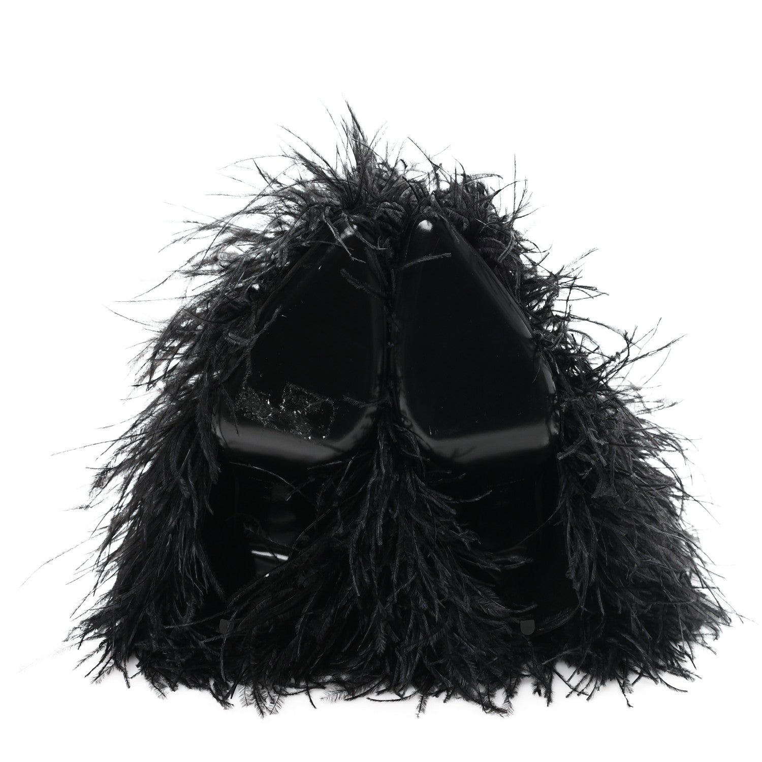 Givenchy Satin Ostrich Feather Shark Lock Ankle Boots 40 Black 6 of 8