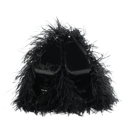 Givenchy Satin Ostrich Feather Shark Lock Ankle Boots 40 Black 6 of 8