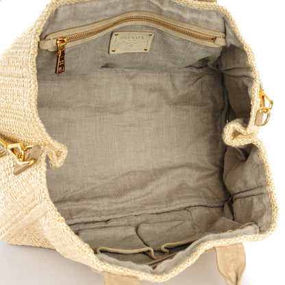 Prada Raffia Suede Tote Naturale 5 of 8