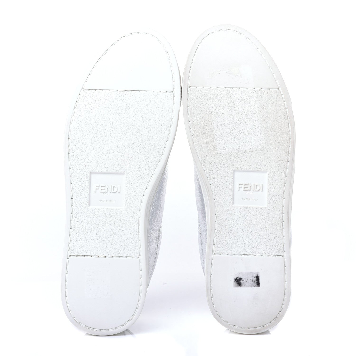 Fendi Metallic Vitello Lurex Rockoclick Slip On Sneakers 35 Silver 5 of 9