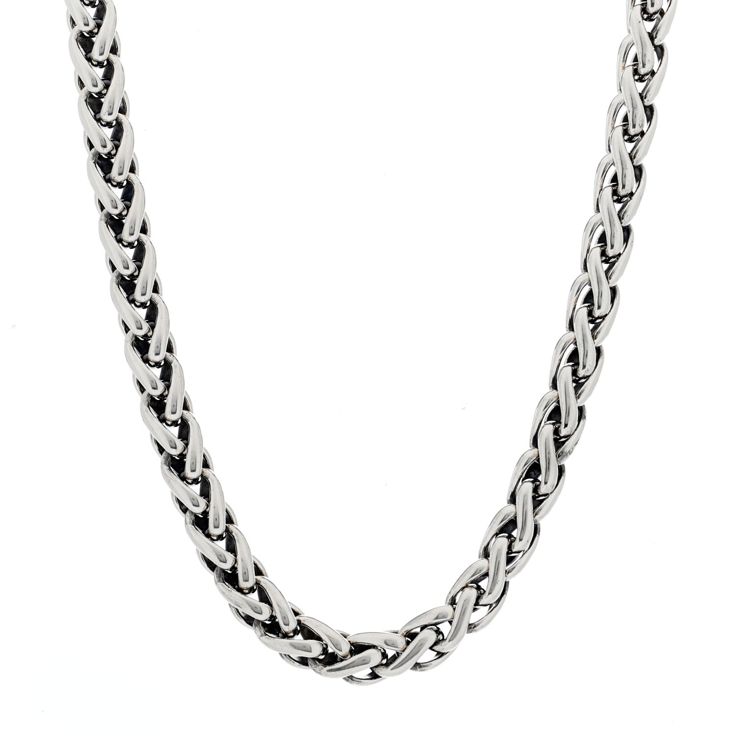 Sterling Silver 14K Yellow Gold 8mm Wheat Chain Necklace