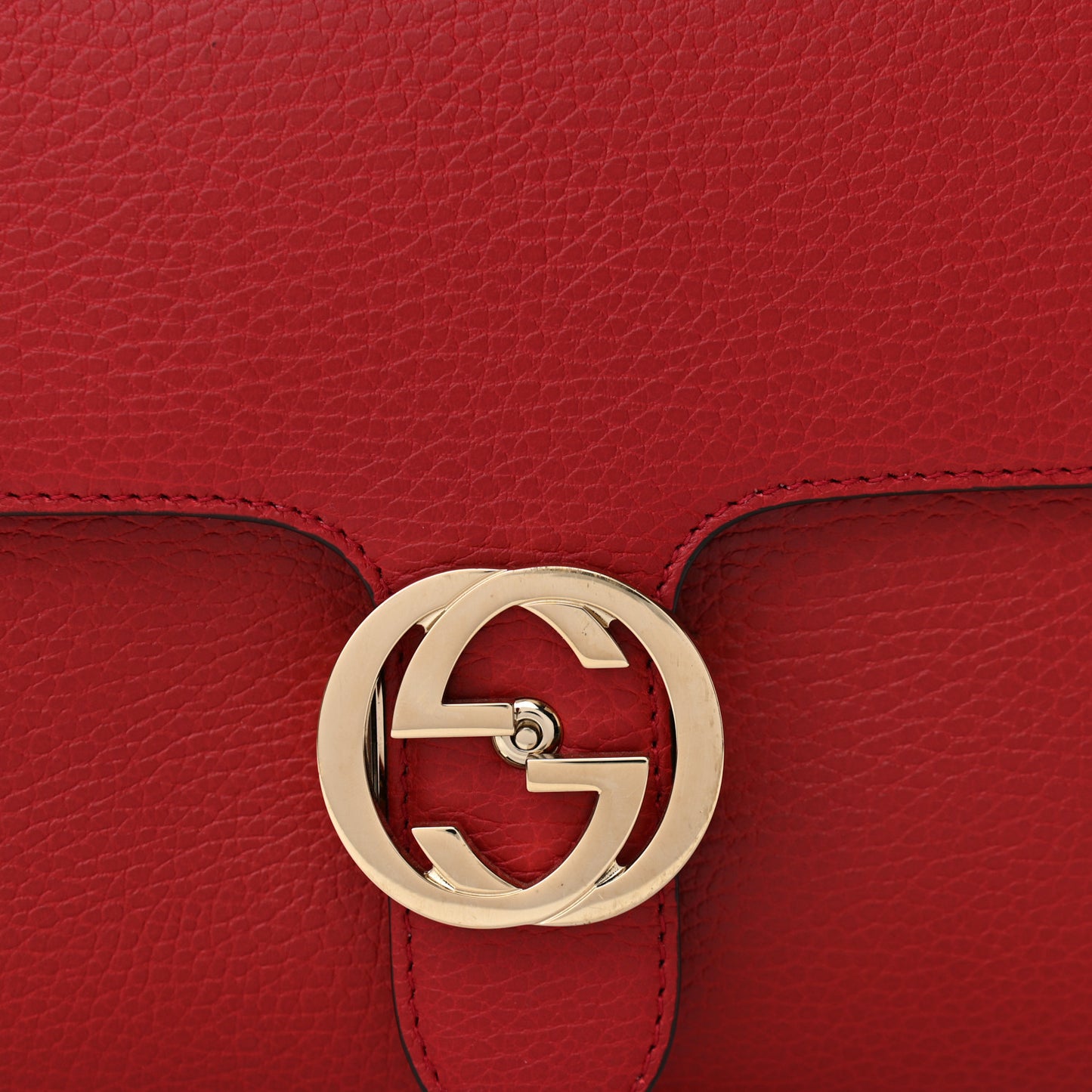 Dollar Calfskin Interlocking G Top Handle Shoulder Bag Red