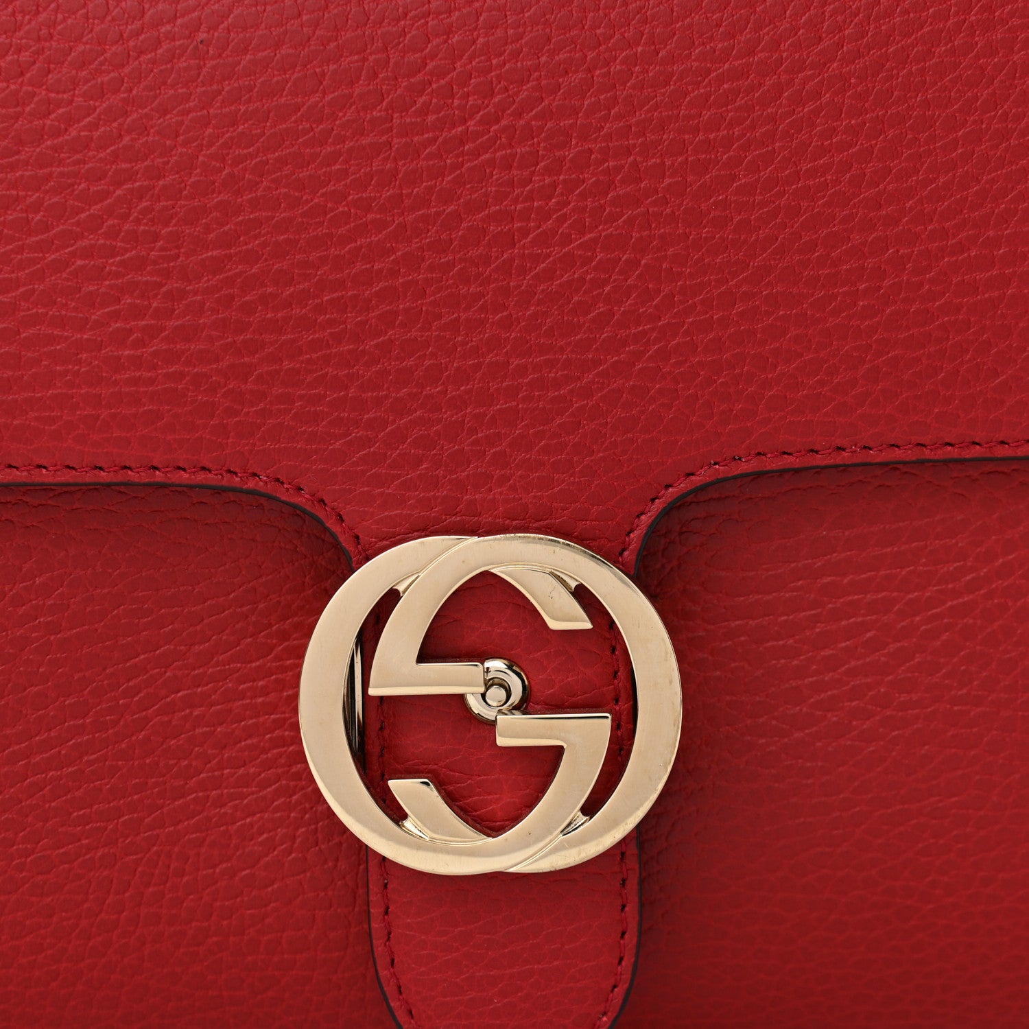 Gucci Dollar Calfskin Interlocking G Top Handle Shoulder Bag Red 14 of 21