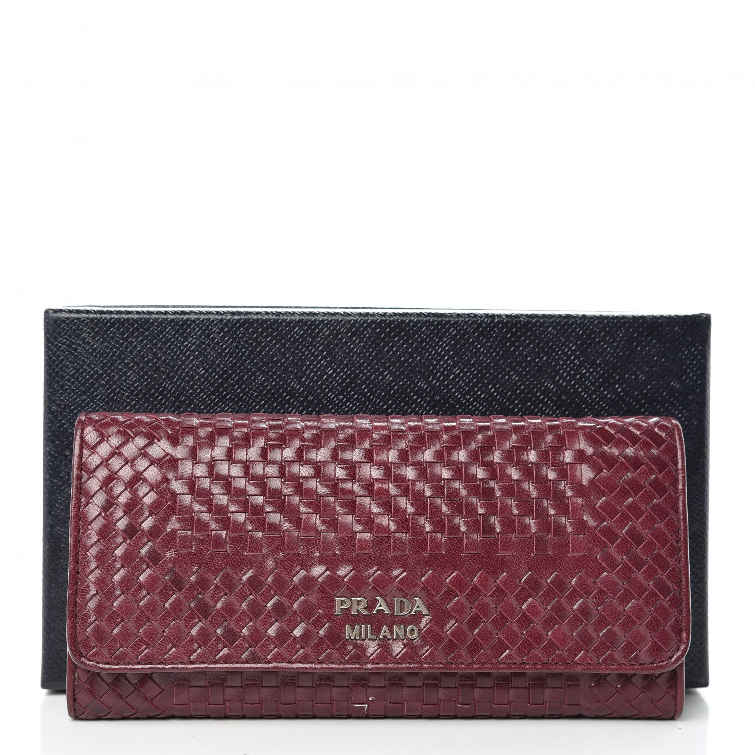 Prada Goatskin Woven Continental Flap Wallet Ribes 11 of 11
