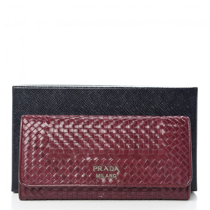 Prada Goatskin Woven Continental Flap Wallet Ribes 11 of 11