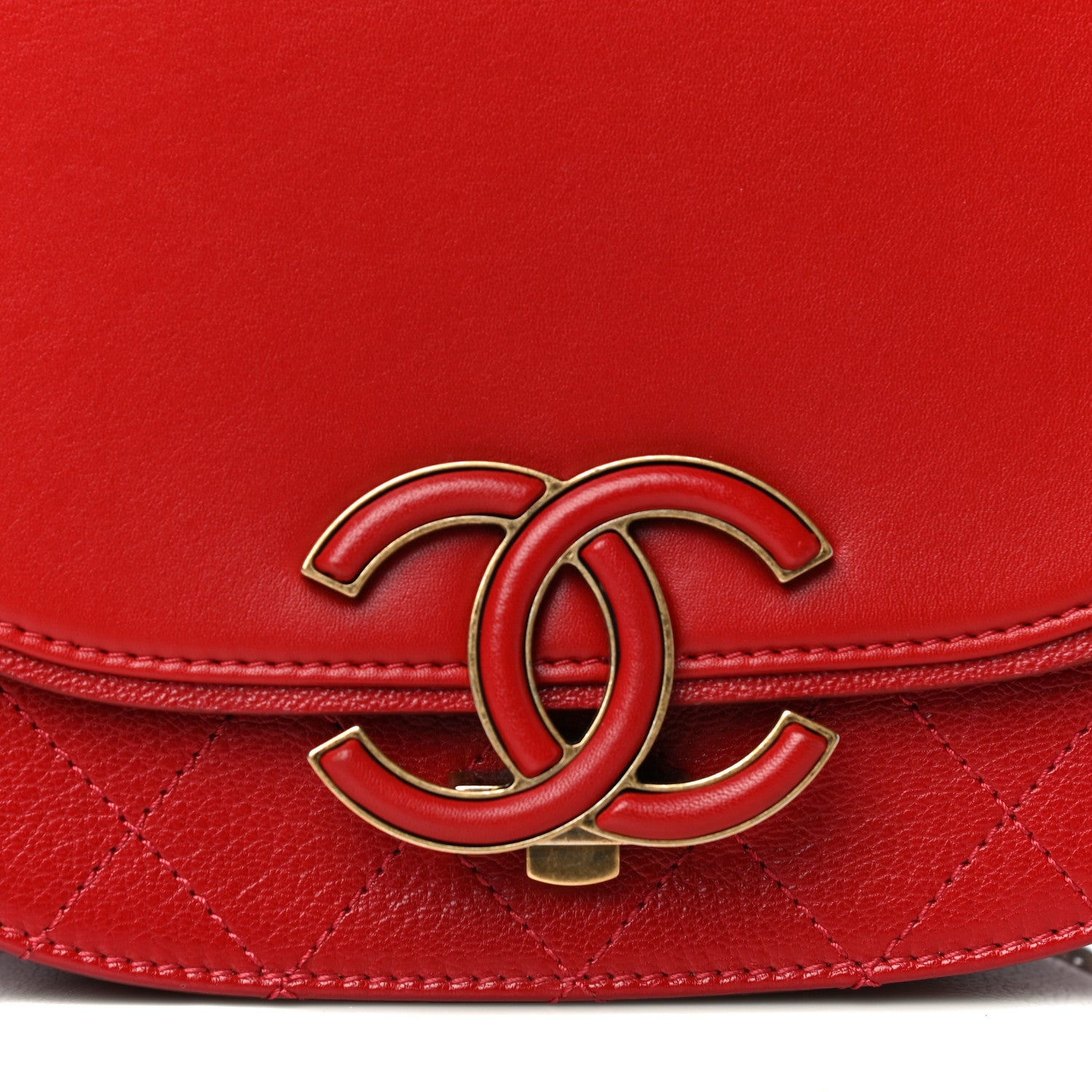 Chanel Shiny Calfskin Goatskin Quilted Small Coco Curve Messenger Flap Red 8 of 11