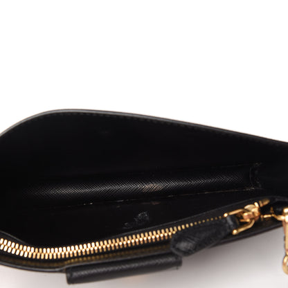 Prada Saffiano Metal Mini Chain Wallet Black 5 of 10