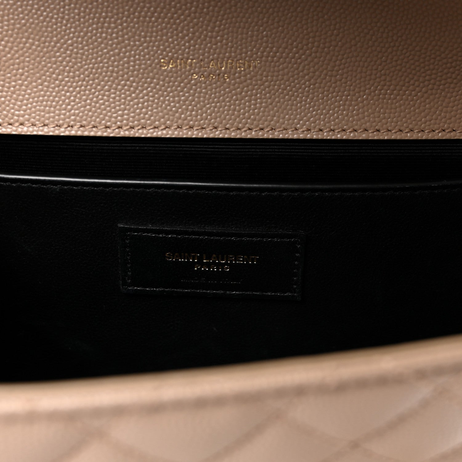 Saint Laurent Grain De Poudre Textured Mixed Matelasse Medium Triquilt Monogram Satchel Dark Beige 6 of 10
