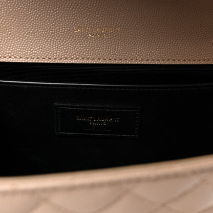 Saint Laurent Grain De Poudre Textured Mixed Matelasse Medium Triquilt Monogram Satchel Dark Beige 6 of 10