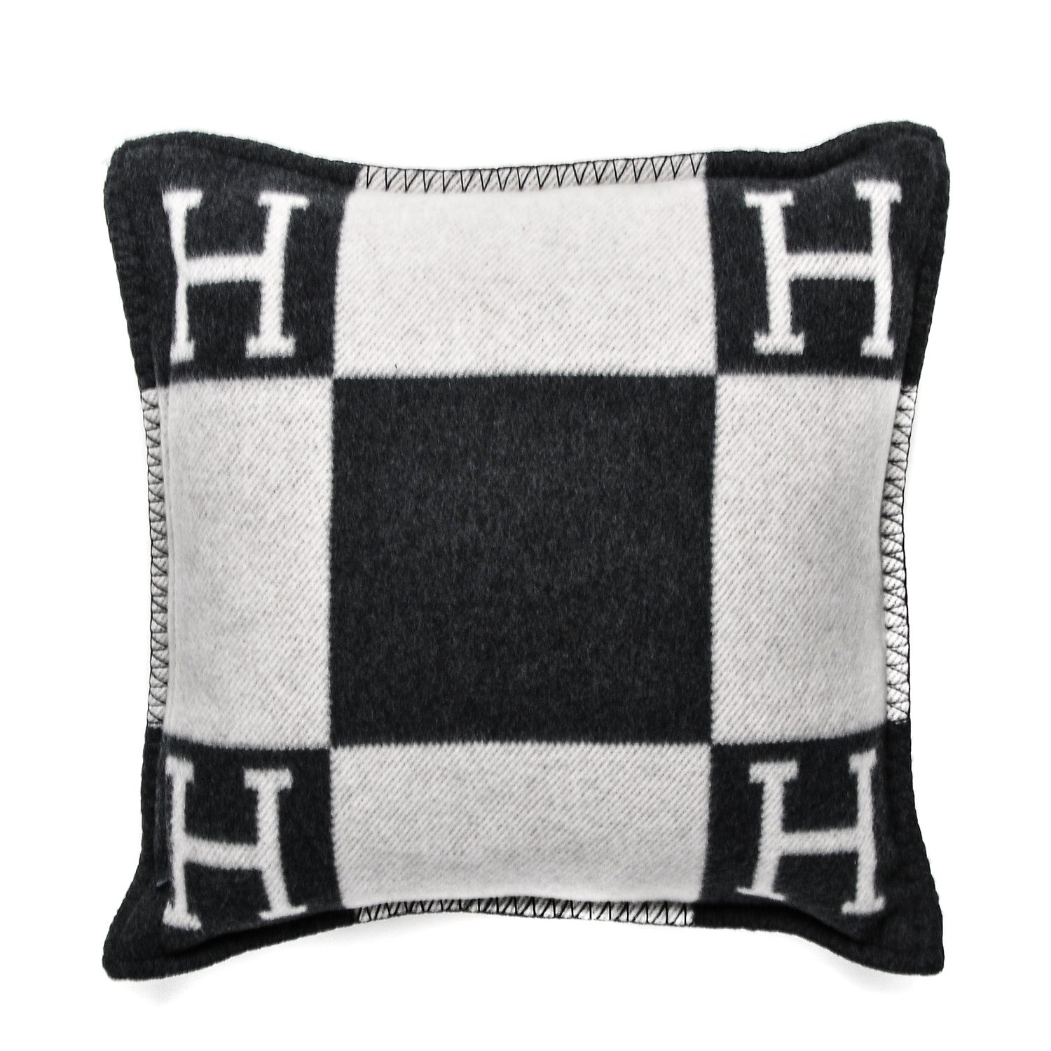 Hermes Wool Cashmere Avalon Pillow PM Ecru Gris Fonce 1 of 4