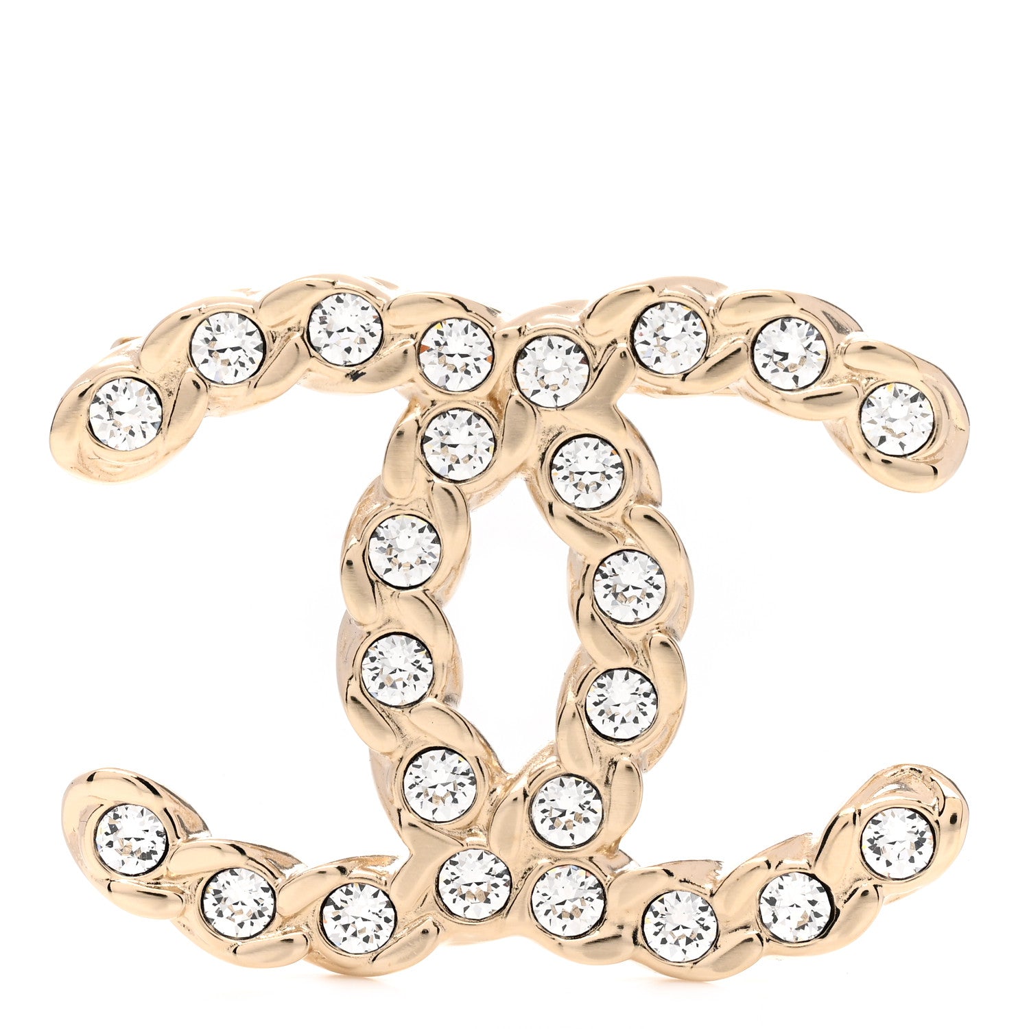Chanel Crystal Pearls Coronation CC Brooch Gold 1 of 4