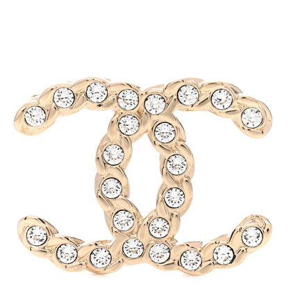 Chanel Crystal Pearls Coronation CC Brooch Gold 1 of 4