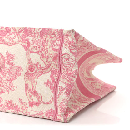 Christian Dior Canvas Embroidered Medium Dioriviera Toile De Jouy Book Tote Peony Pink 10 of 11