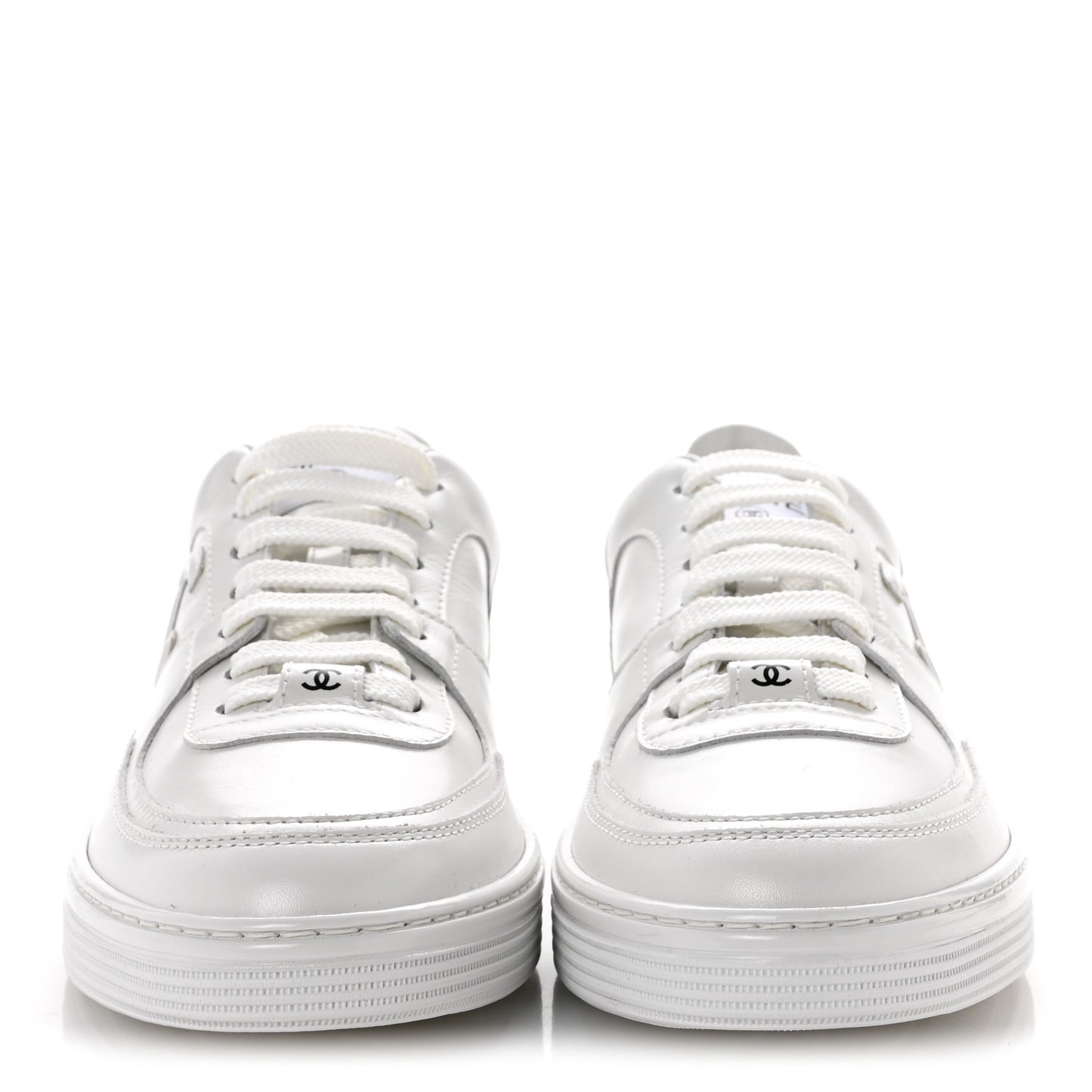 Calfskin Womens CC Sneakers 38 White
