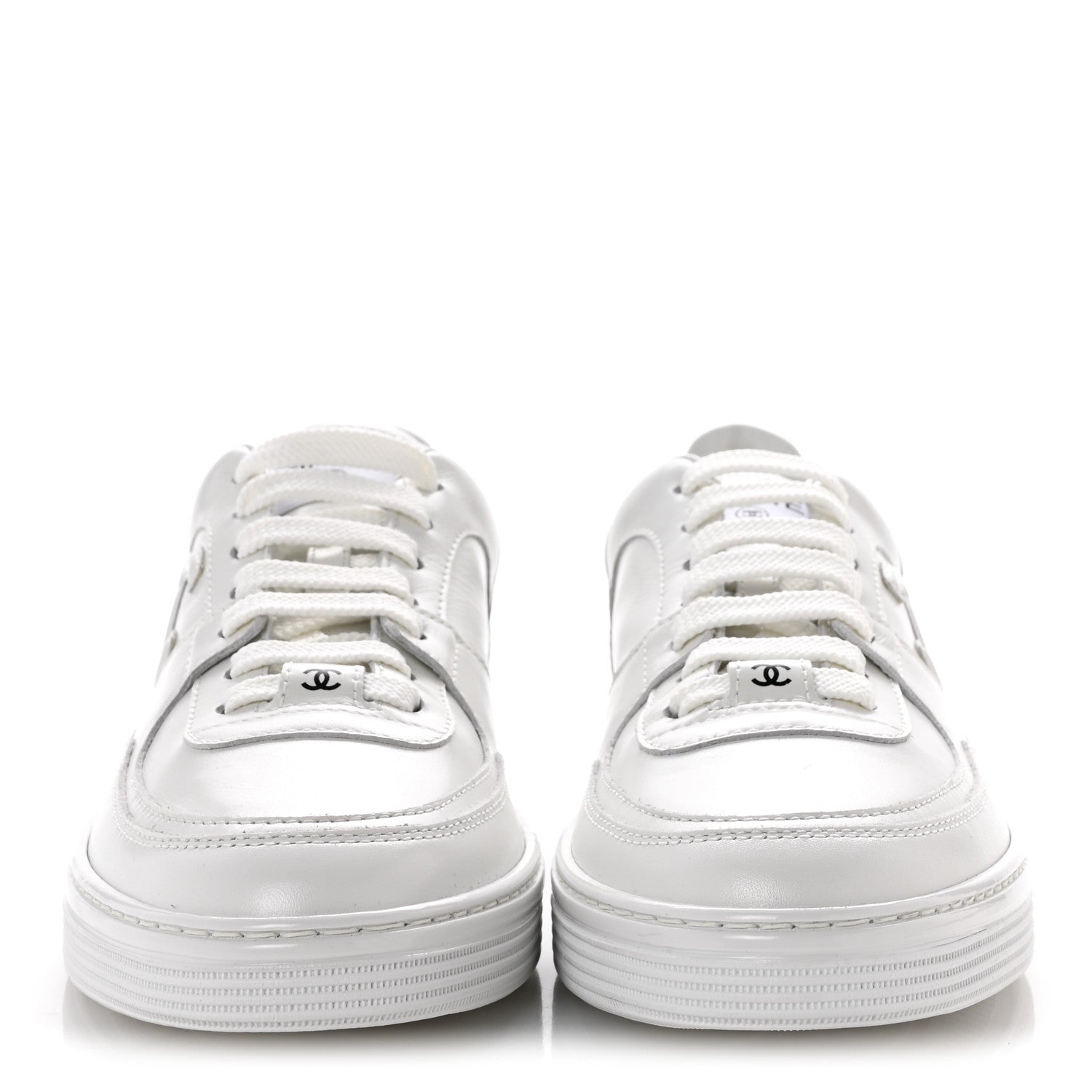 Chanel Calfskin Womens CC Sneakers 38 White 3 of 10