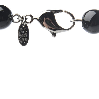 Chanel Pearl Beaded CC Long Necklace Silver Black 4 of 5