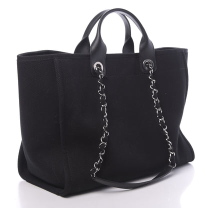 Chanel Canvas Pearl Medium Deauville Tote Black 4 of 12
