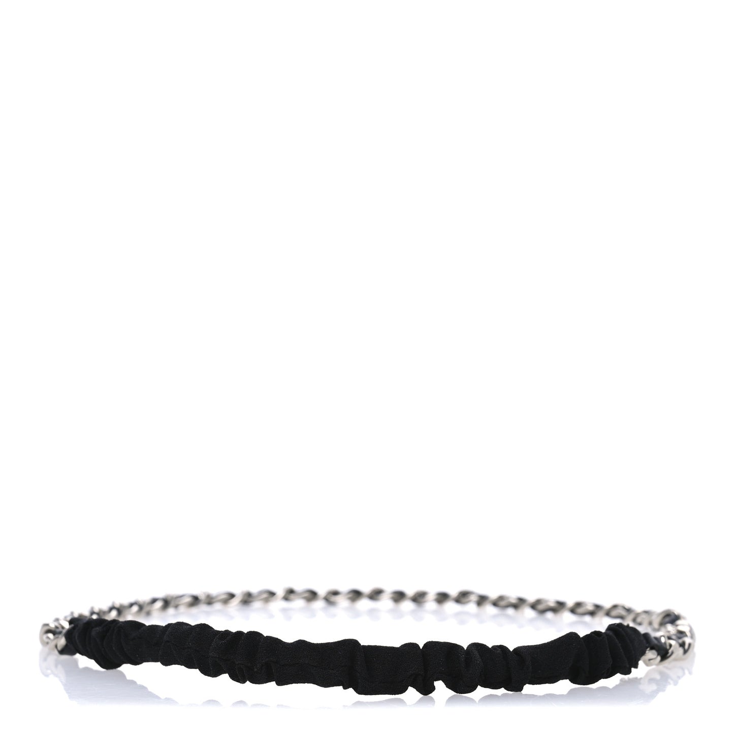 Calfskin Chain CC Headband Black Silver