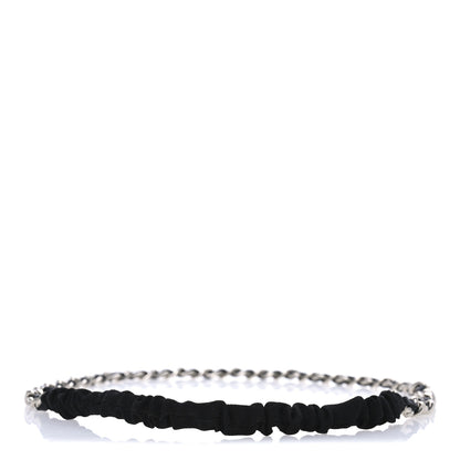 Chanel Calfskin Chain CC Headband Black Silver 4 of 5