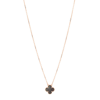 Van Cleef & Arpels 18K Rose Gold Gray Mother of Pearl Vintage Alhambra Pendant Necklace 1 of 6
