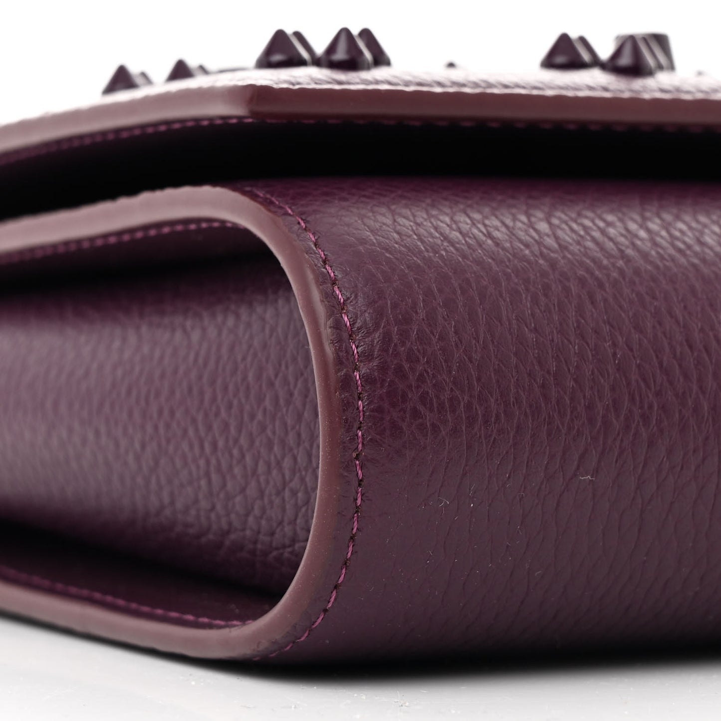 Calfskin Spikes Loubinthesky Paloma Clutch Merlot