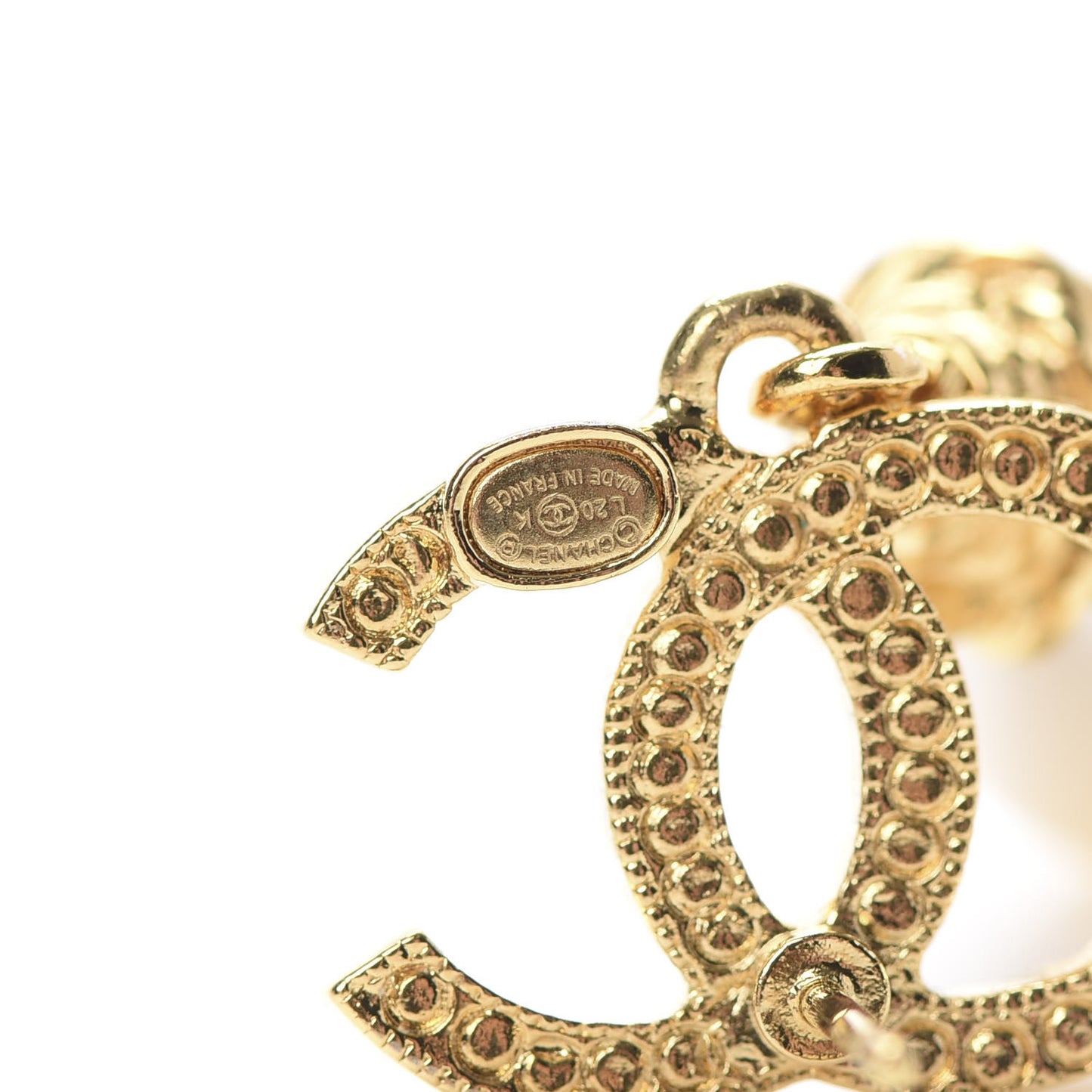 Crystal Pearl CC Drop Earrings Gold
