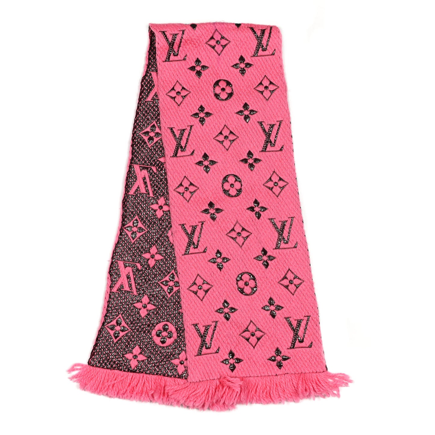 Wool Silk Logomania Shine Scarf Rose Pop