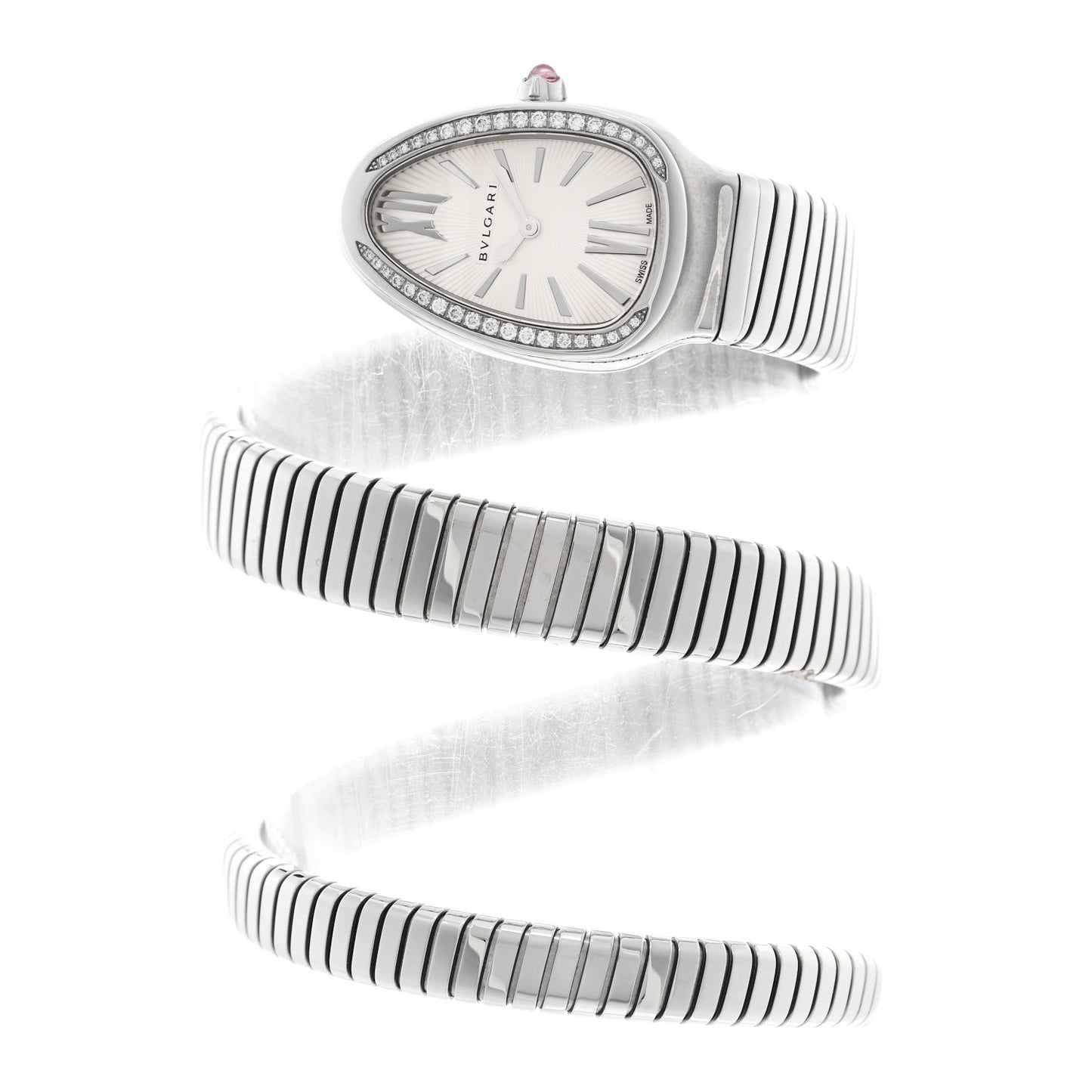 Stainless Steel Diamond Bezel 35mm Serpenti Tubogas Double Spiral Quartz Watch
