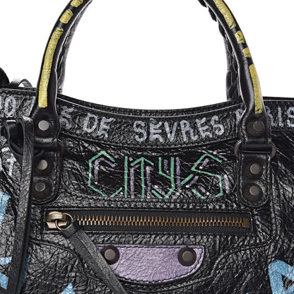 Balenciaga Agneau Graffiti All Over Classic Hardware S City Black Multicolor 10 of 10