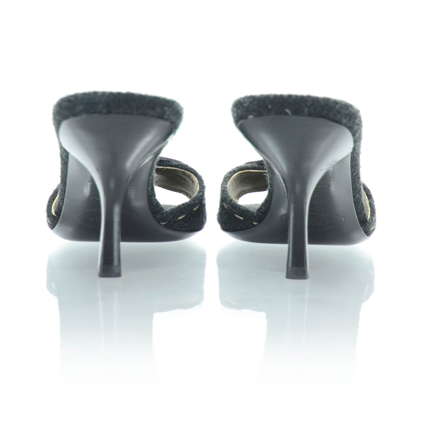 Tweed Buckle Slides 35 Black