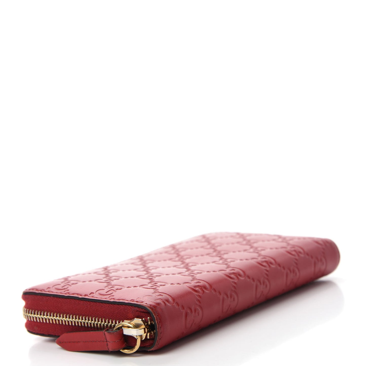 Guccissima Signature Zip Around Wallet Hibiscus Red