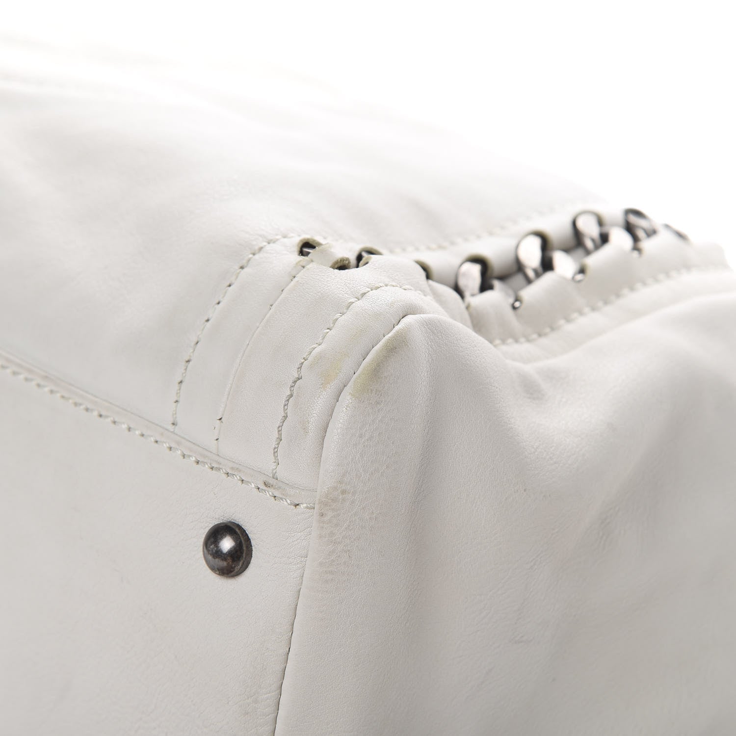 Chanel Calfskin Large East West Modern Chain Tote White 9 of 23