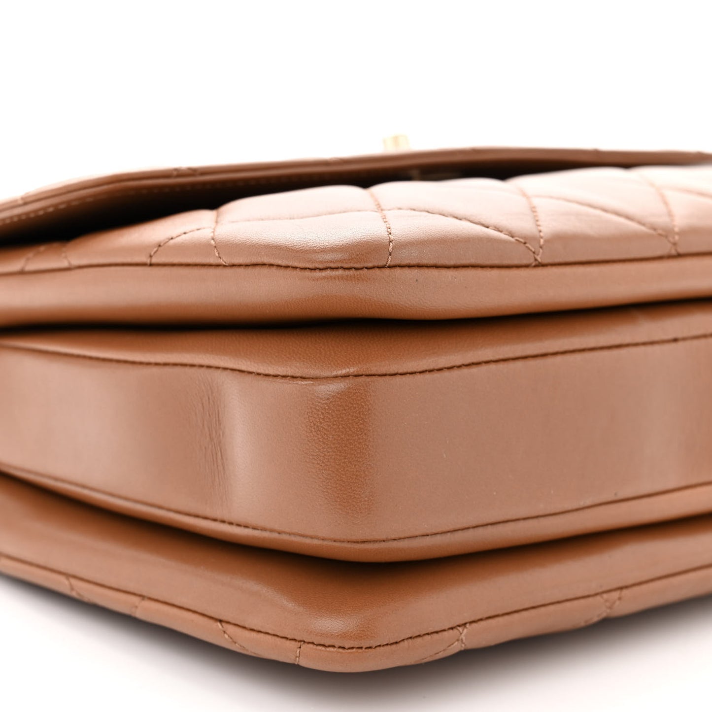 Lambskin Quilted Small Trendy CC Dual Handle Flap Bag Camel
