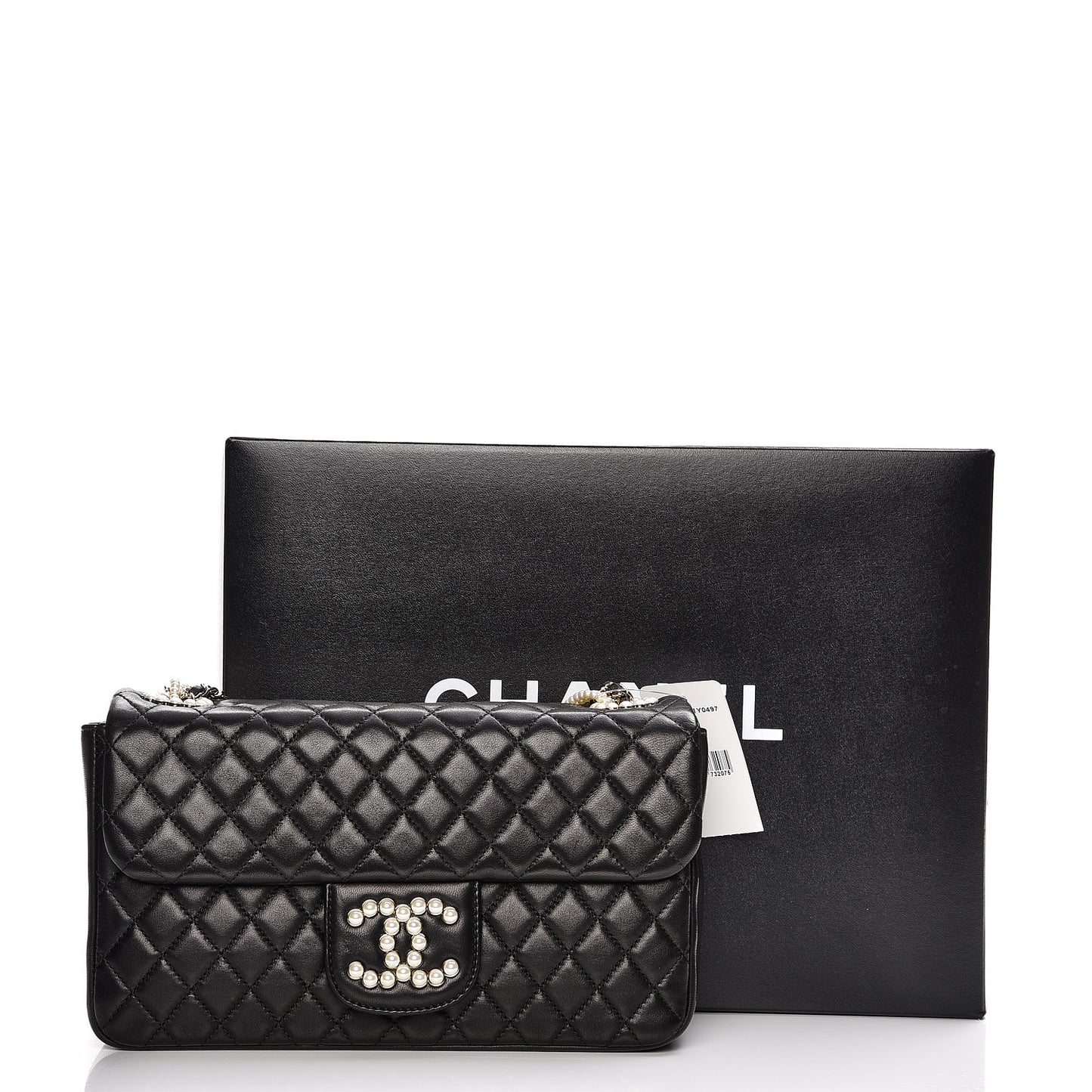 Lambskin Quilted Medium Westminster Pearl Flap Black