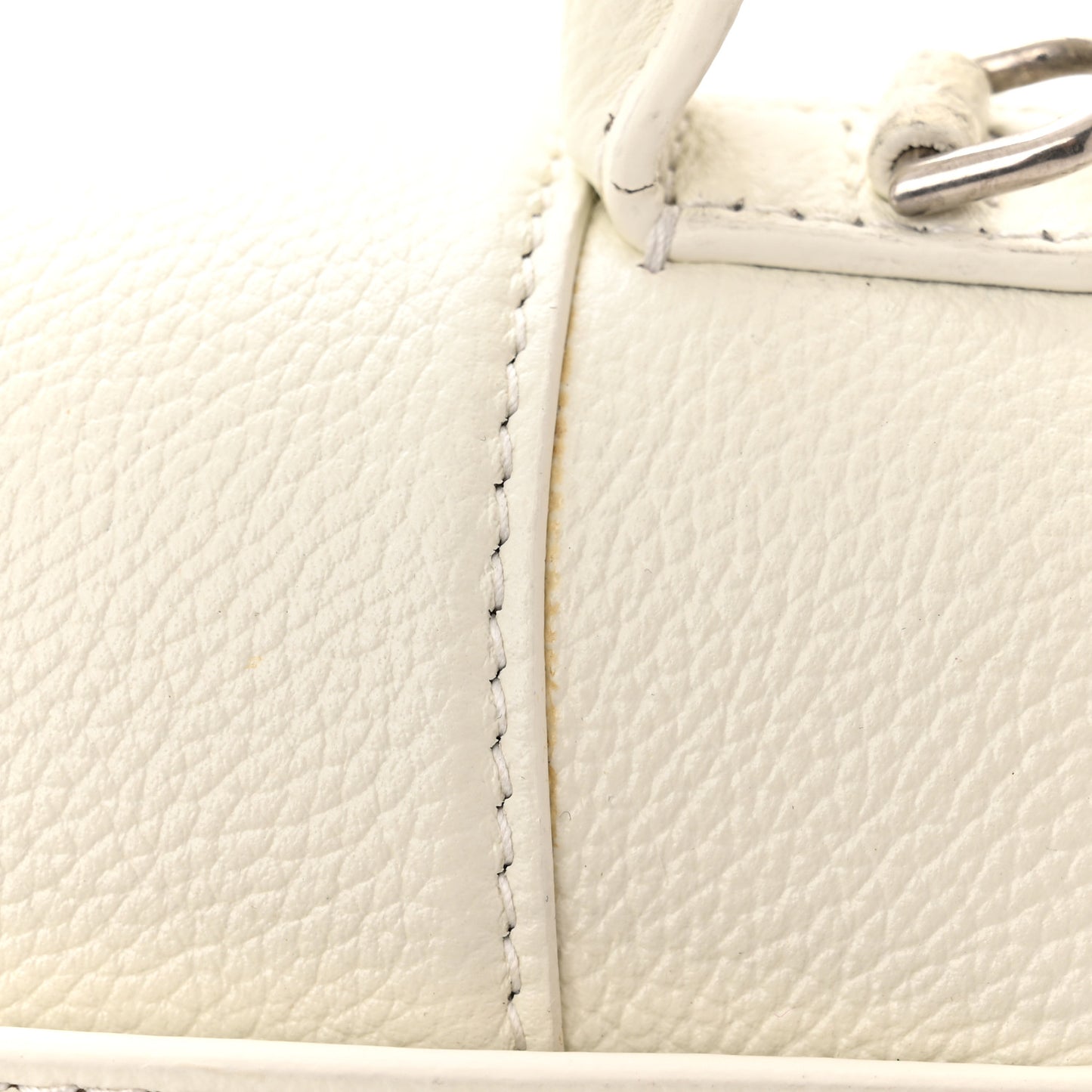 Grained Calfskin Small Hourglass Top Handle Bag White