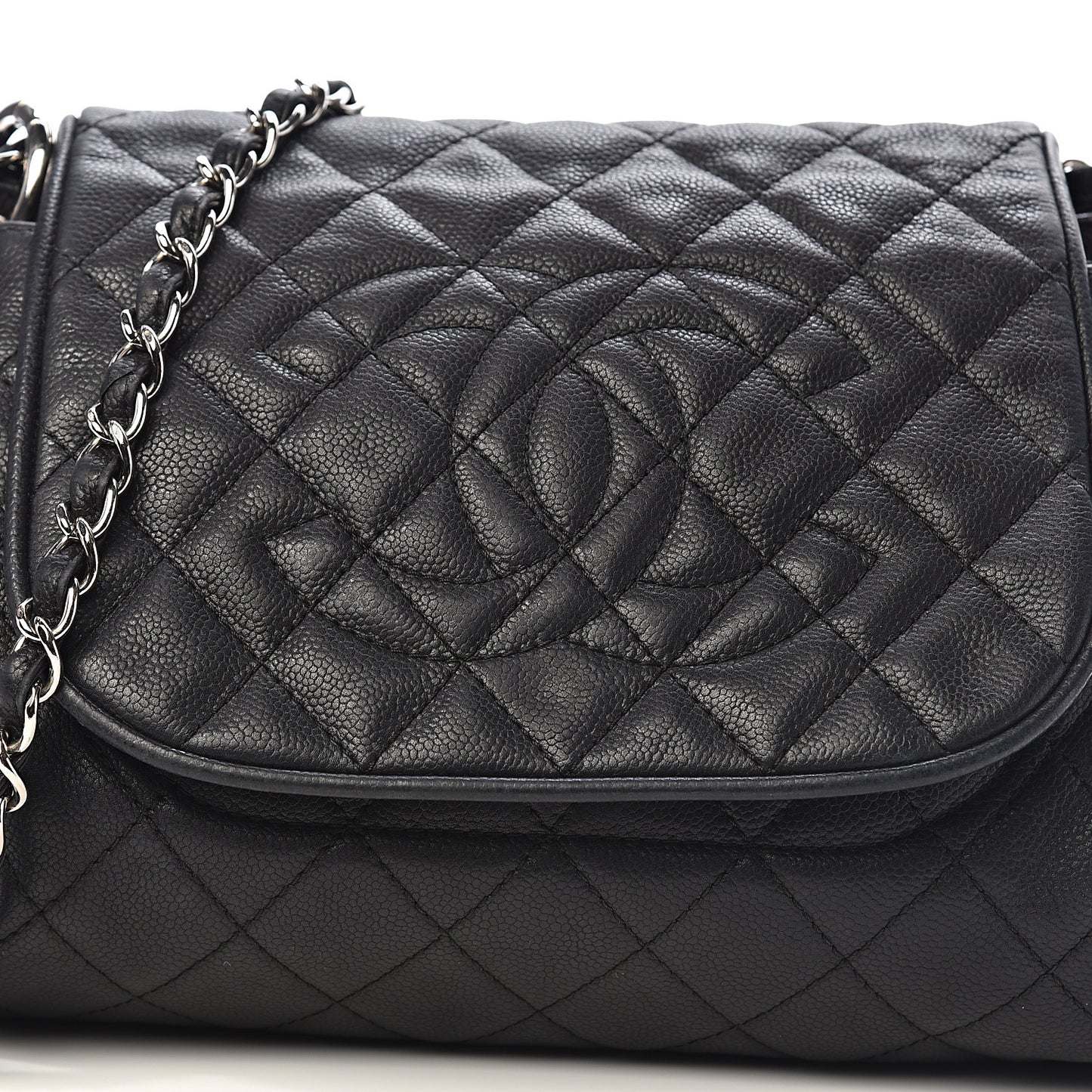 Caviar Quilted Timeless Accordion Flap Black