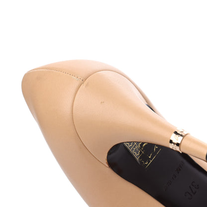 Chanel Lambskin Cap Toe CC Pumps 37 Beige Black 8 of 15