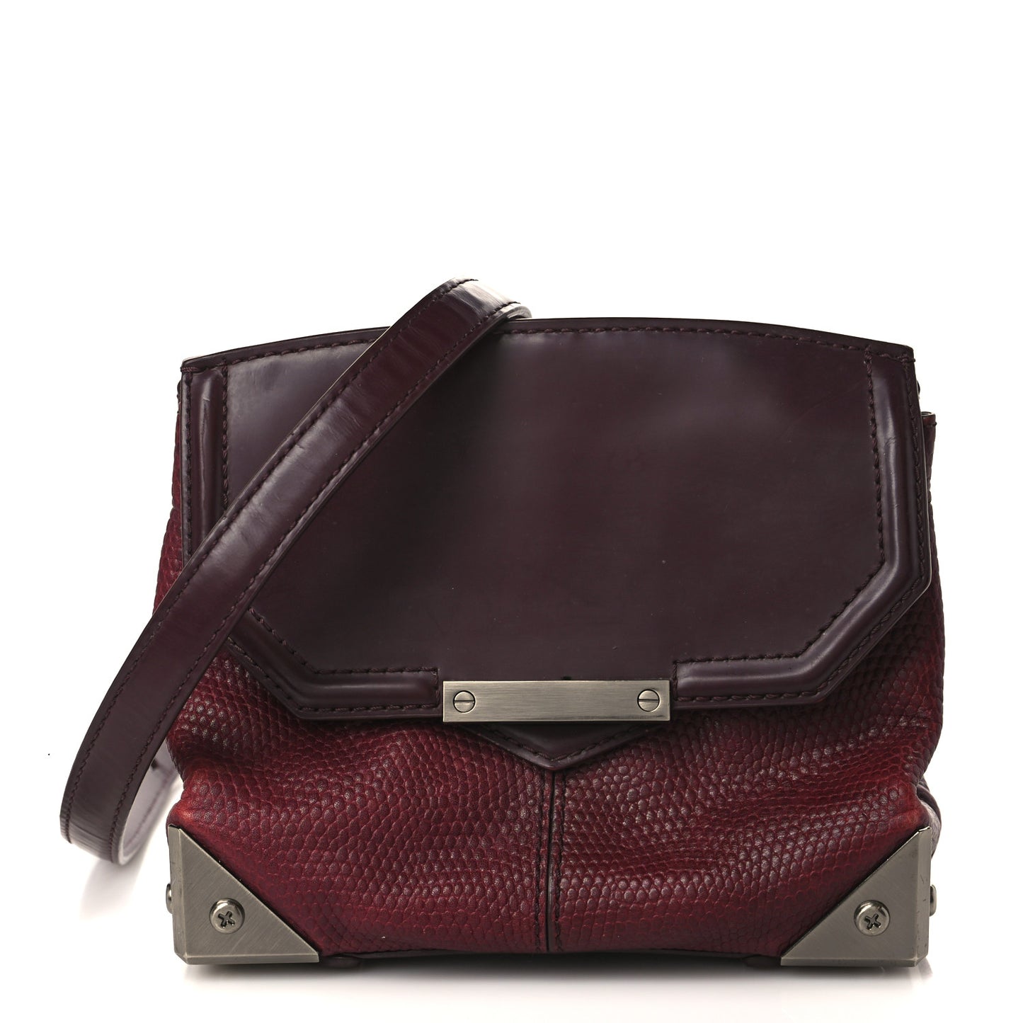 Lizard Calfskin Embossed Small Marion Tote Oxblood Silver Hardware