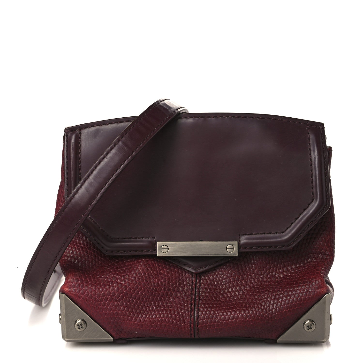 Alexander Wang Lizard Calfskin Embossed Small Marion Tote Oxblood Silver Hardware 1 of 9