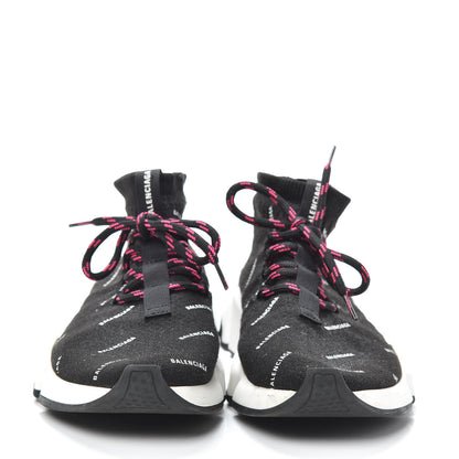 Balenciaga Neoprene Knit Allover Logo Womens Speed Lace Up Sneakers 37 Black 2 of 7