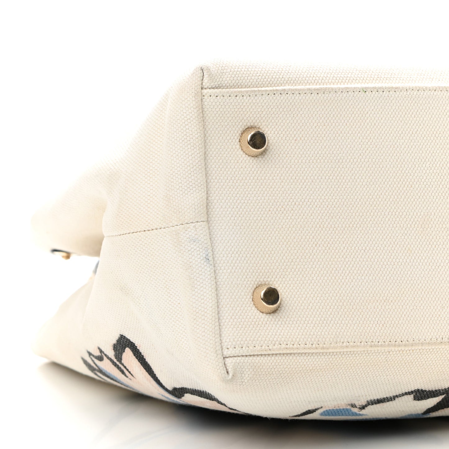 Canvas Printed Flower D-Light Tote White