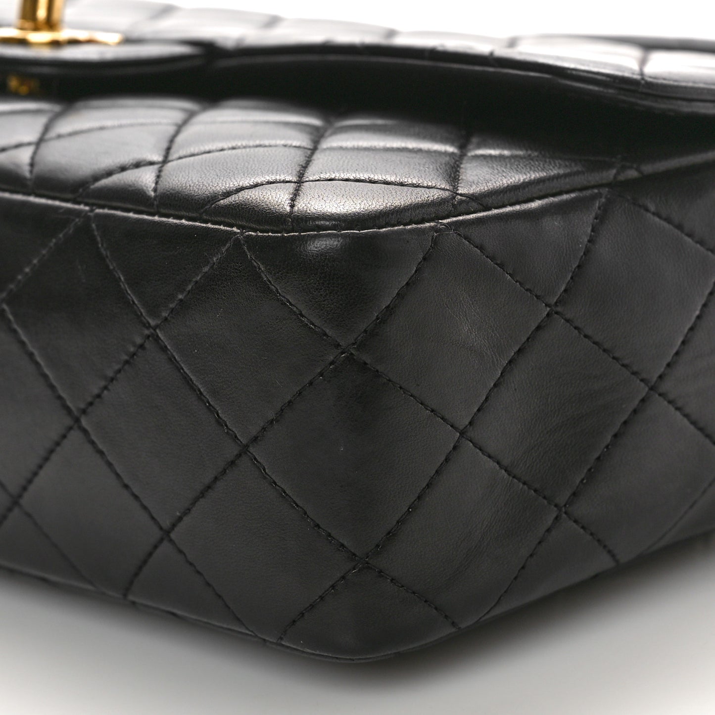 Lambskin Quilted Medium Rectangular Kelly Flap Bag Black