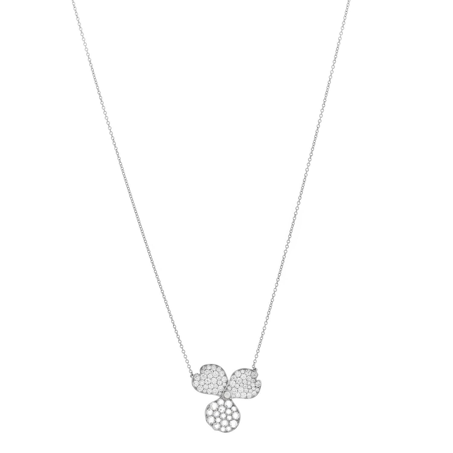Tiffany Platinum Diamond Large Paper Flowers Pave Pendant Necklace 1 of 6
