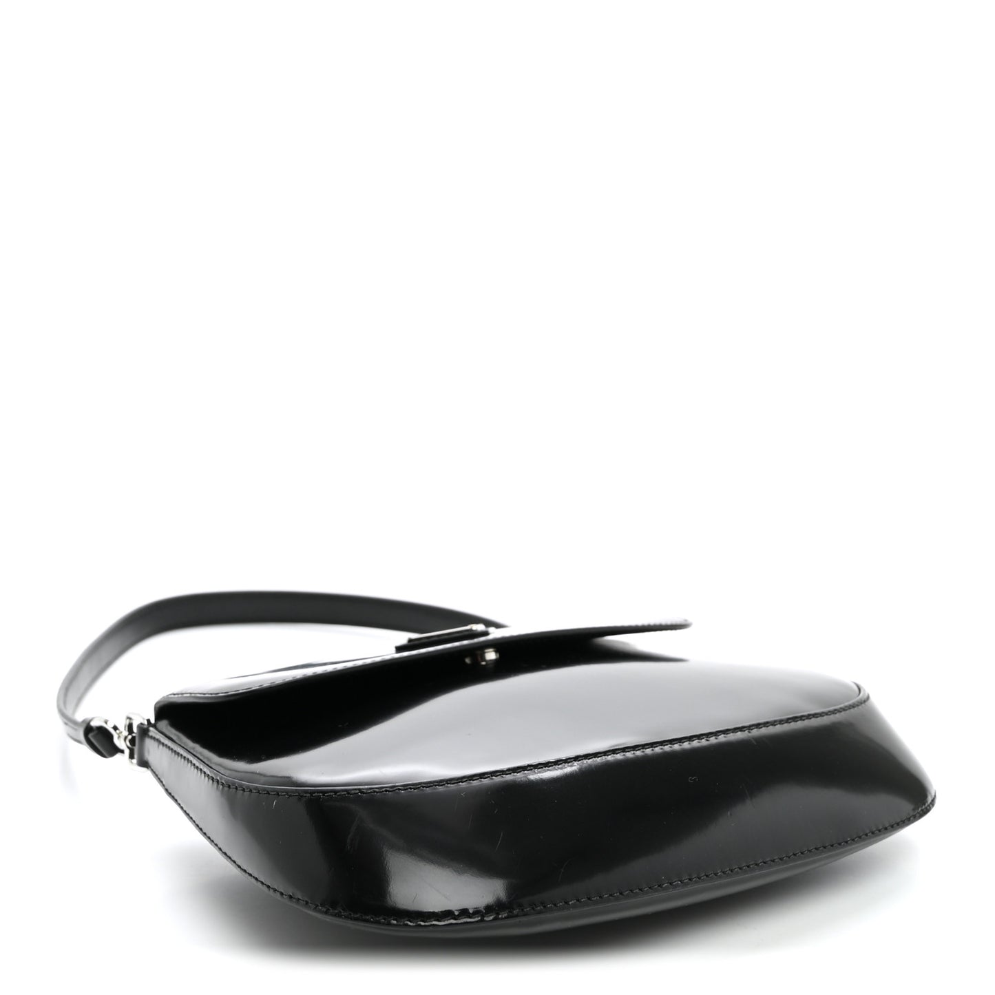 Spazzolato Cleo Flap Shoulder Bag Black