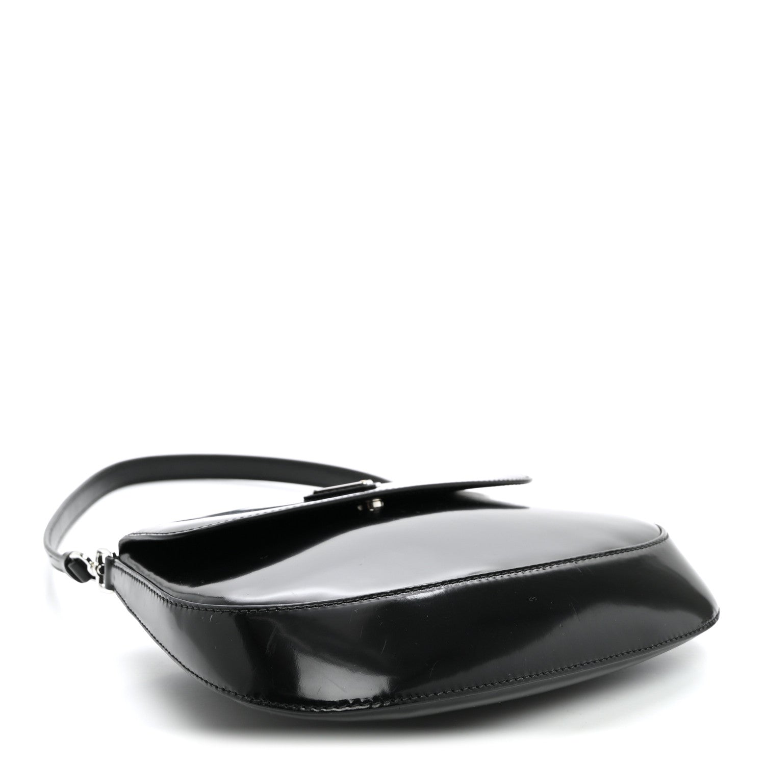 Prada Spazzolato Cleo Flap Shoulder Bag Black 3 of 8