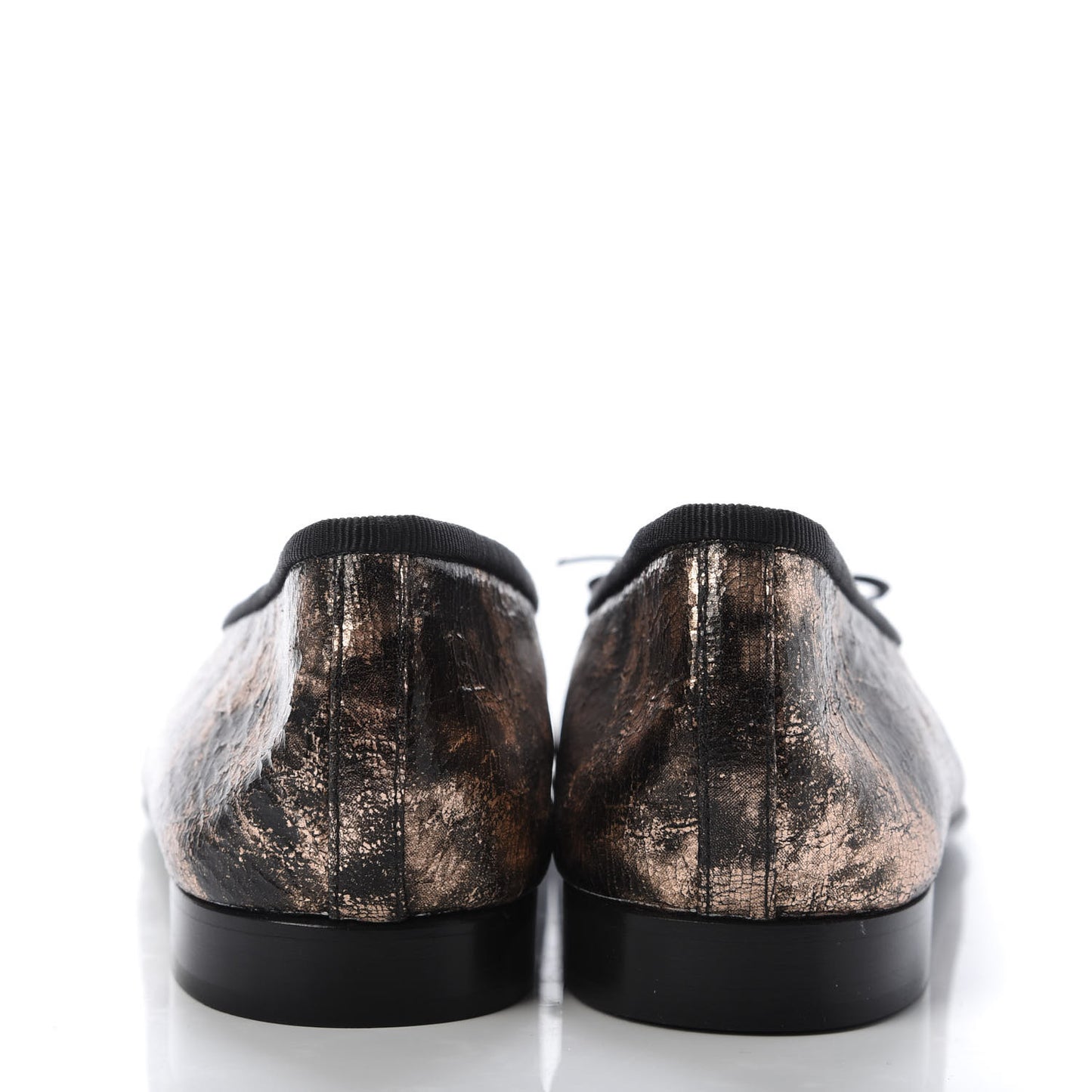 Laminated Suede Goatskin Cap Toe CC Ballerina Flats 37.5 Bronze