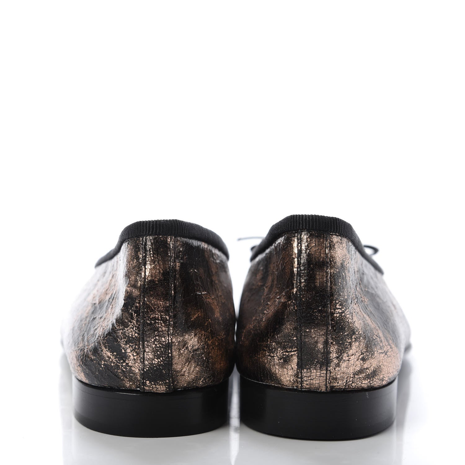 Chanel Laminated Suede Goatskin Cap Toe CC Ballerina Flats 37.5 Bronze 6 of 10