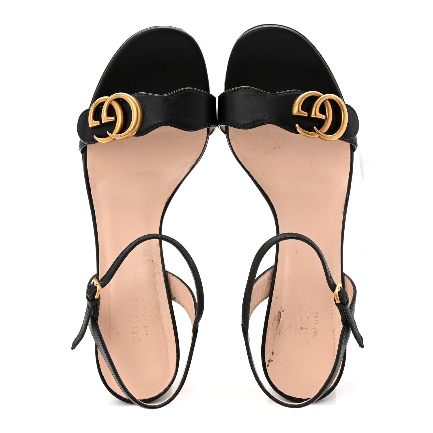 Gucci Lifford Calfskin GG Marmont Ankle Wrap 75mm Sandals 39 Black 2 of 10